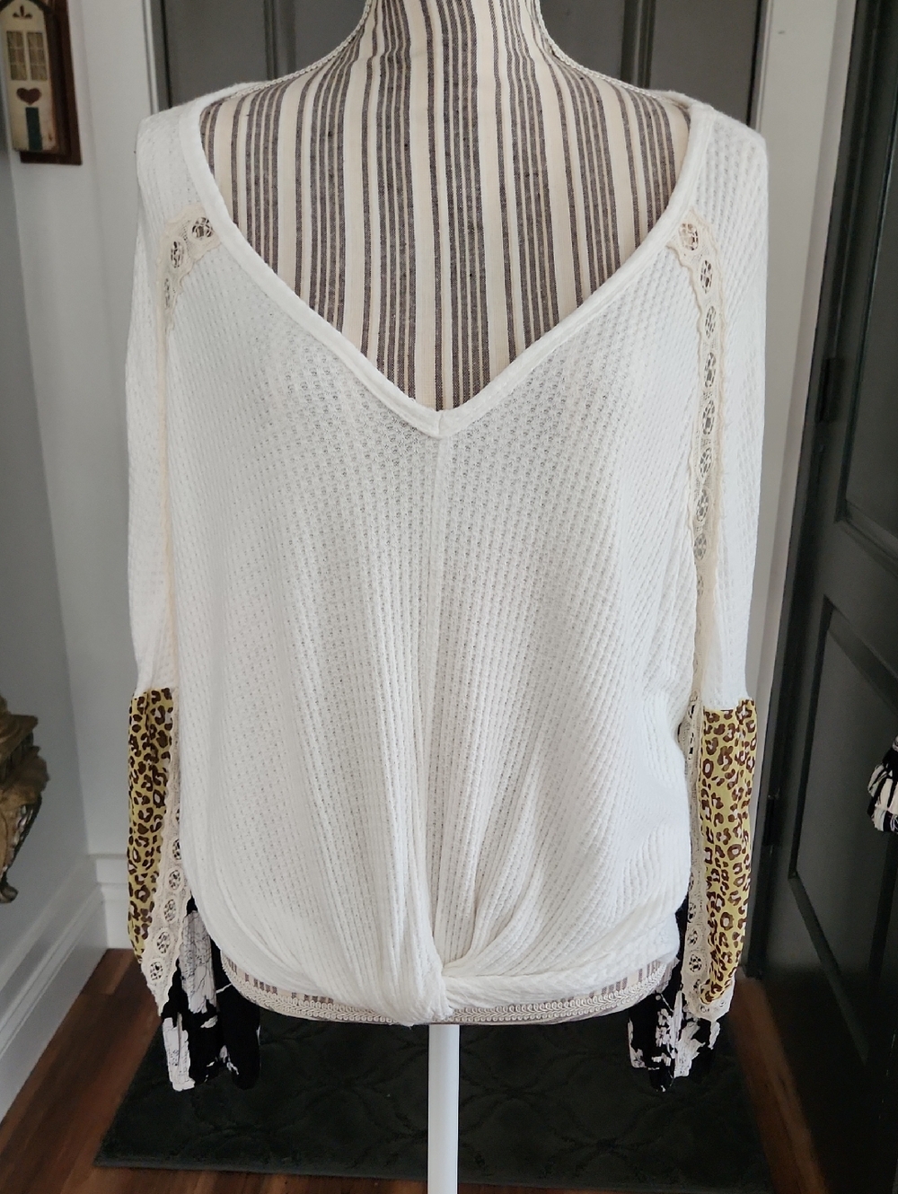 Hummingbird Waffle Knit Boho Oversized Top